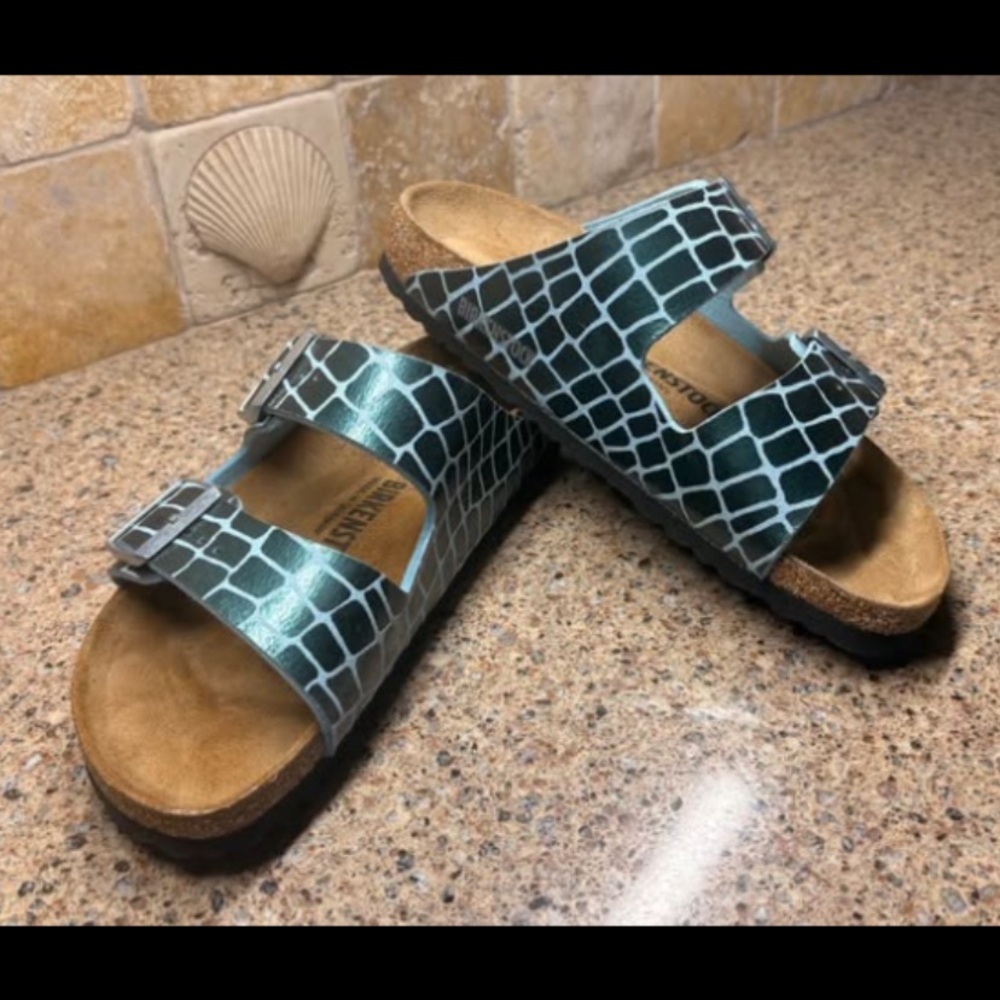 Birkenstock Blue Grid Pattern NEW size 39